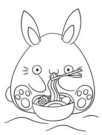 Kawaii rabbit eats noodles