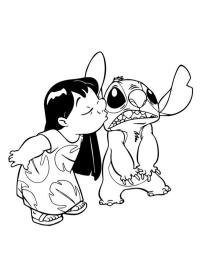 Lilo gives Stitch a kiss