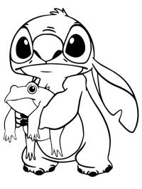 Stitch holds a frog
