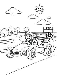 Boy in a racing car