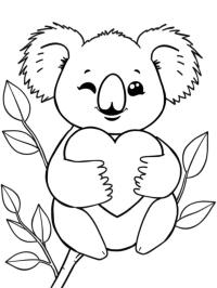 Kawaii koala holding heart