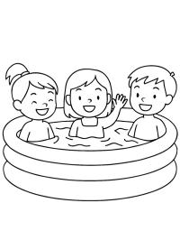 Children in an inflatable swimming pool