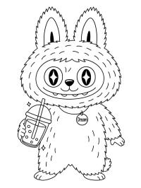 Labubu drinking boba