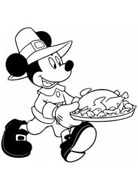 Mickey Mouse with a turkey