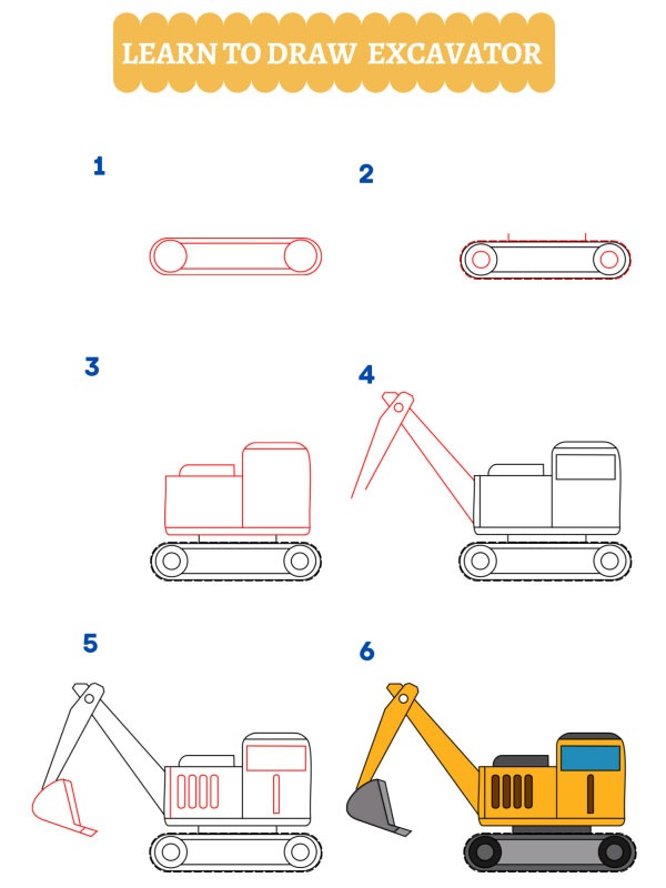 How to draw an excavator