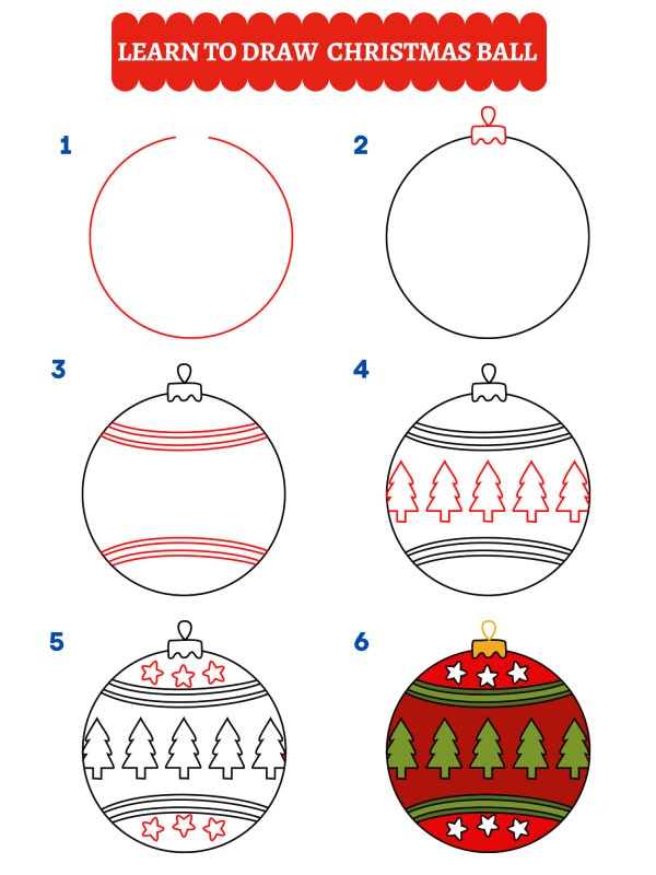 How to draw Christmas Ornament Ball