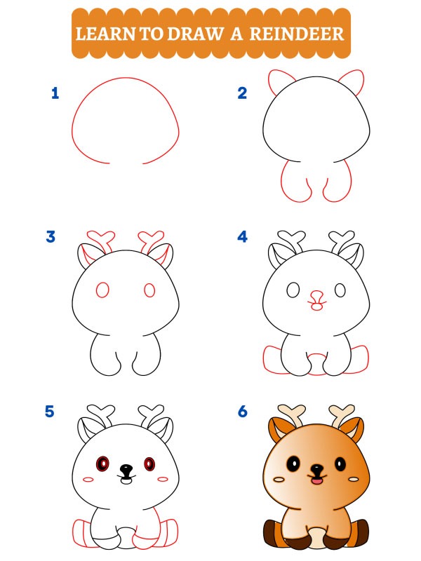 How to draw a reindeer