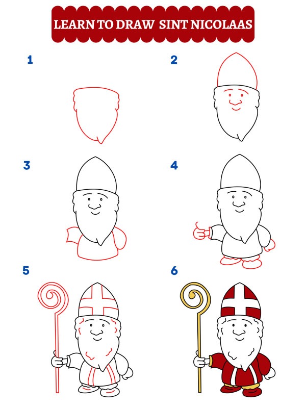 How to draw Sint-Nicolaas