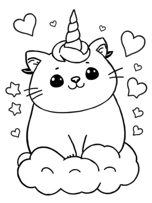 Pusheen Unicorn Coloring page