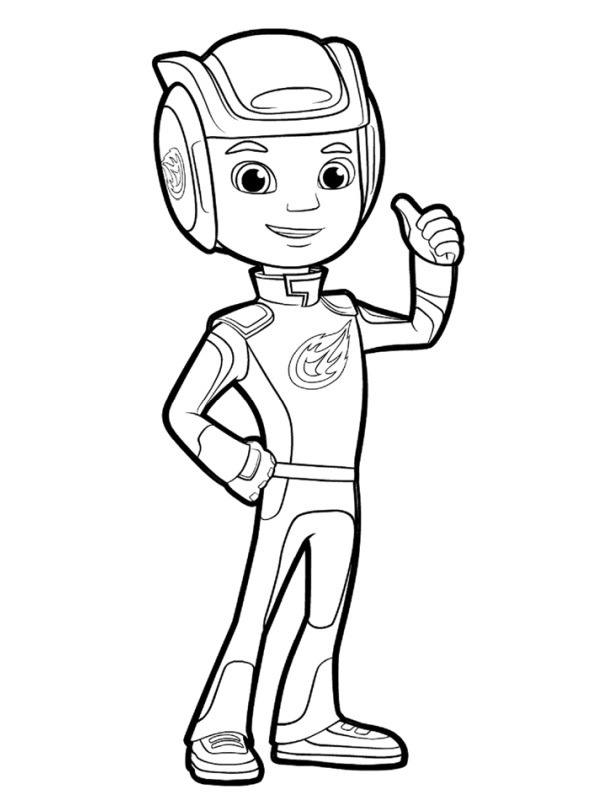 Aj wears a helmet Coloring page