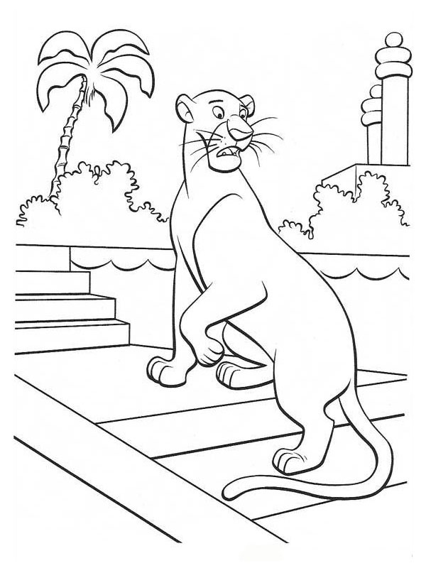 Bagheera looks over his shoulder Coloring page