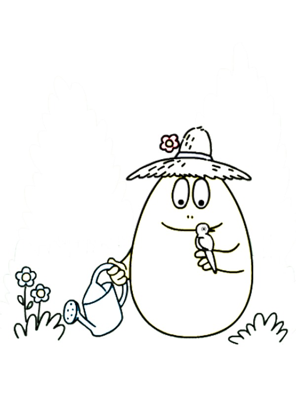 Barbabee waters the flowers Coloring page