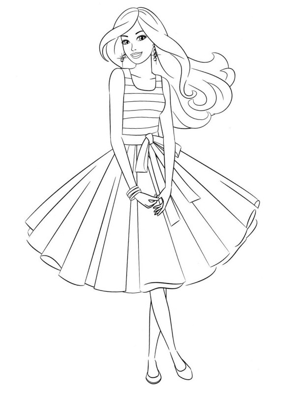 Barbie in a nice dress Coloring page