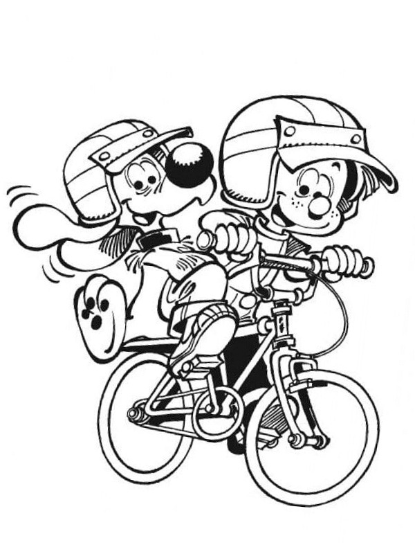 Billy and Buddy on the bike Coloring page