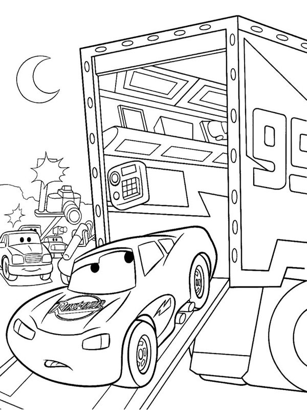 Bliksem McQueen from semi truck Coloring page