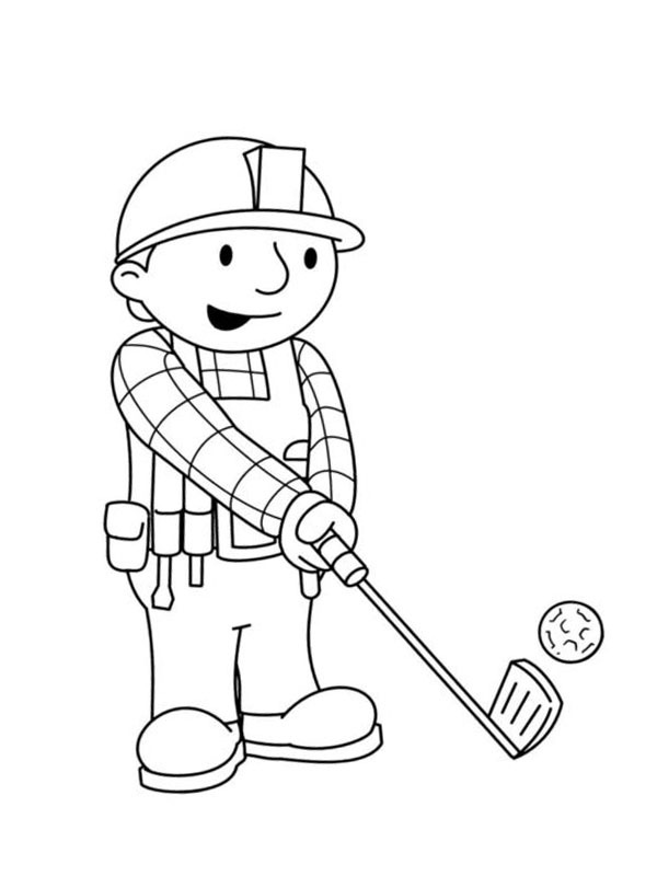 Bob the Builder plays golf Coloring page