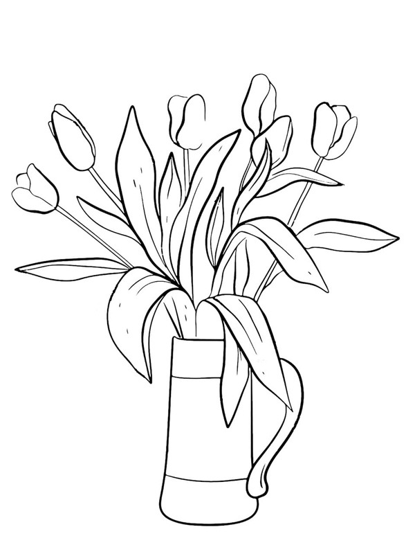 Bouquet Tulips Coloring page