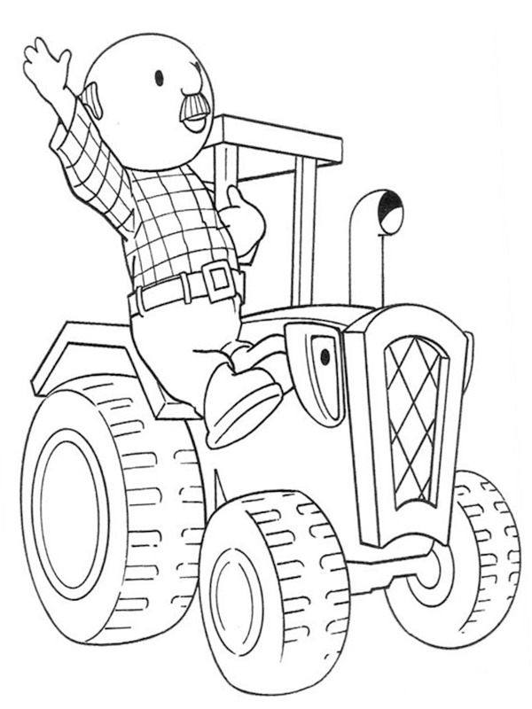 Farmer Pickles on the tractor Coloring page