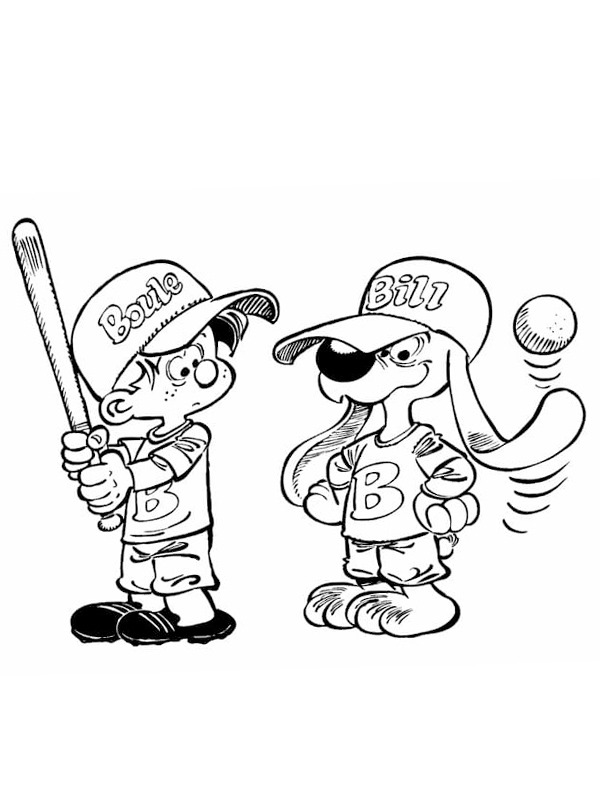 Billy and Buddy play baseball Coloring page