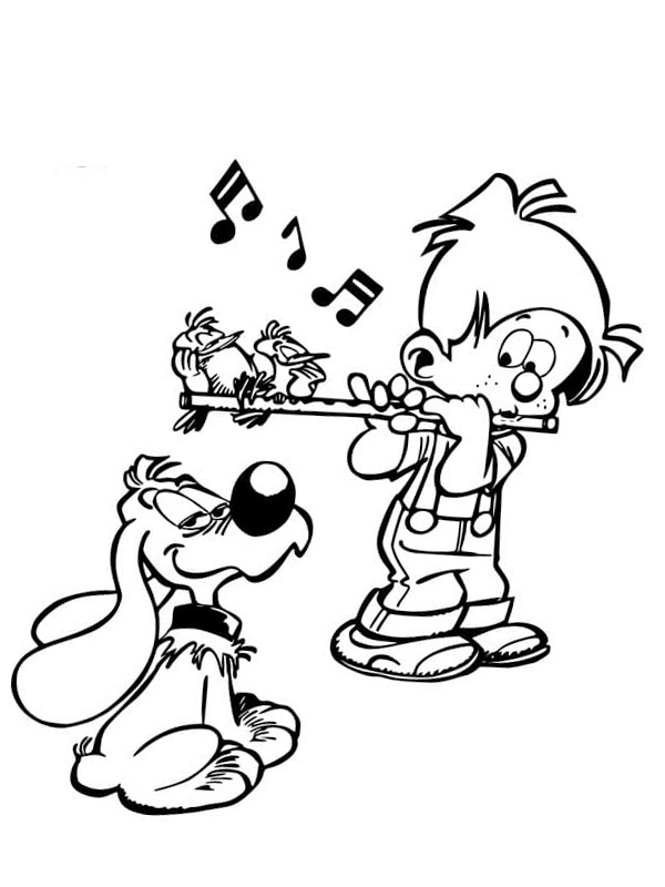 Buddy plays recorder Coloring page