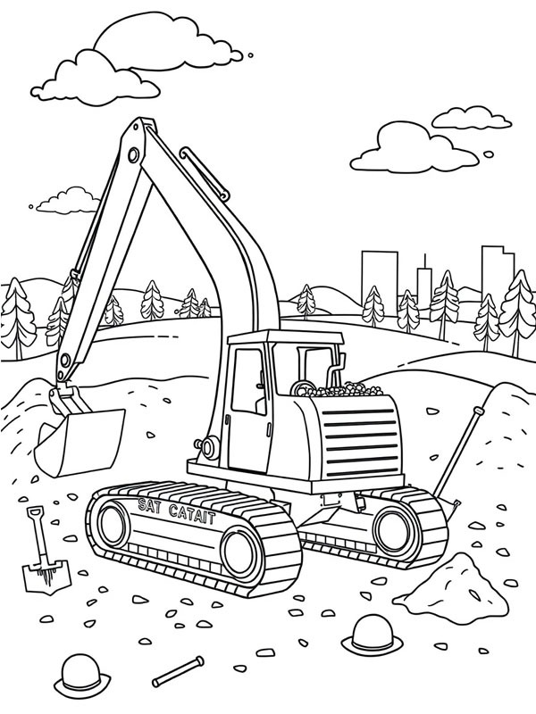 Caterpillar Excavator Coloring page