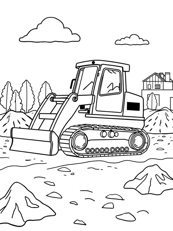 Compact Track Loader Coloring Page - Funny Coloring Pages