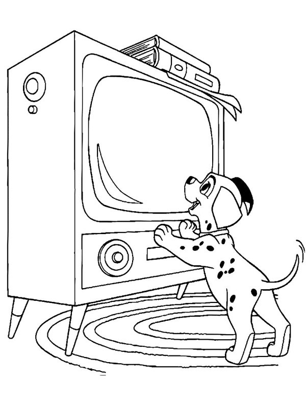 Dalmatian watches tv Coloring page