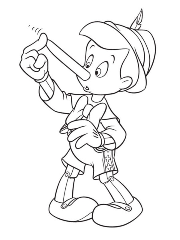 Pinocchio's nose grows Coloring page