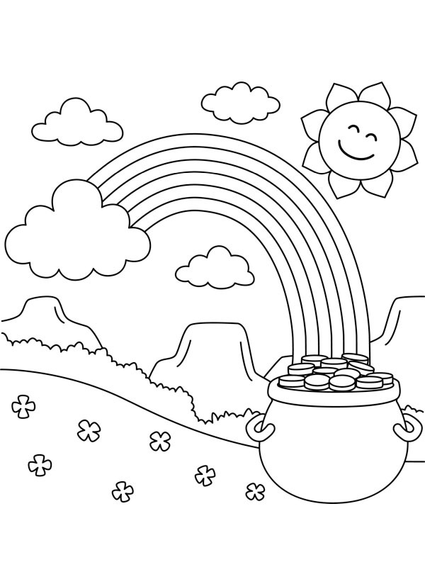 The pot of gold under the rainbow Coloring page