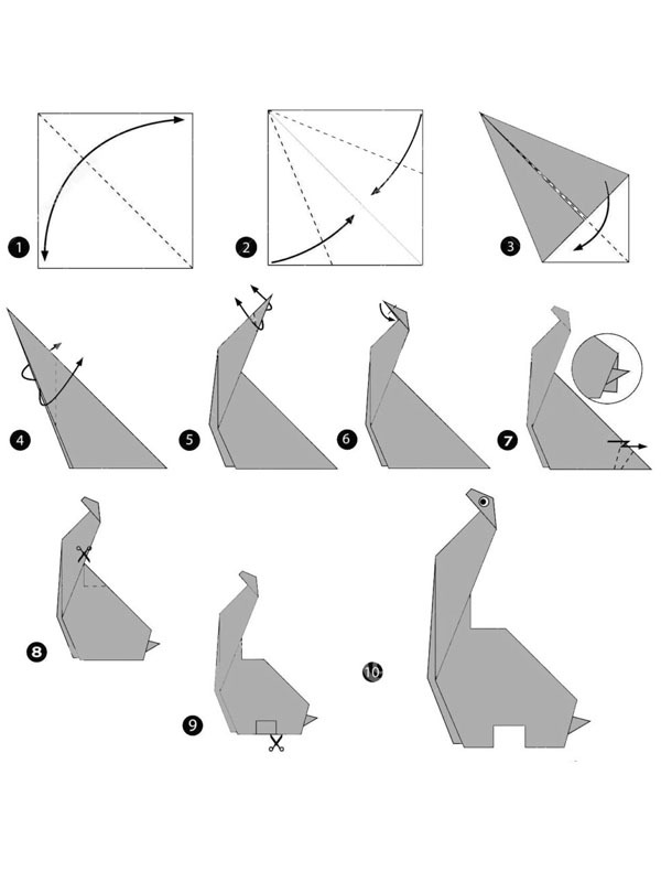 Folding a dinosaur Coloring page