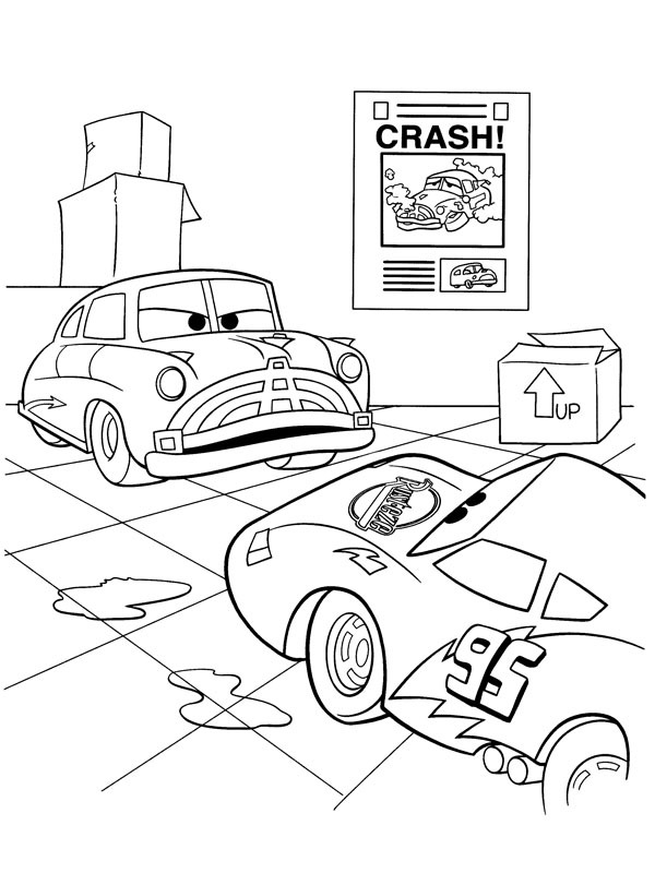 Doc Hudson and Lightning McQueen Coloring page