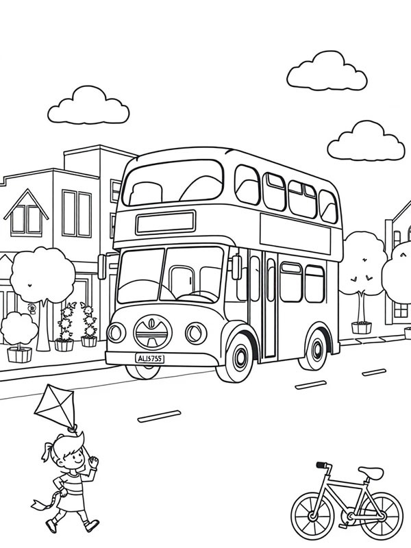 Double Decker Bus Coloring page