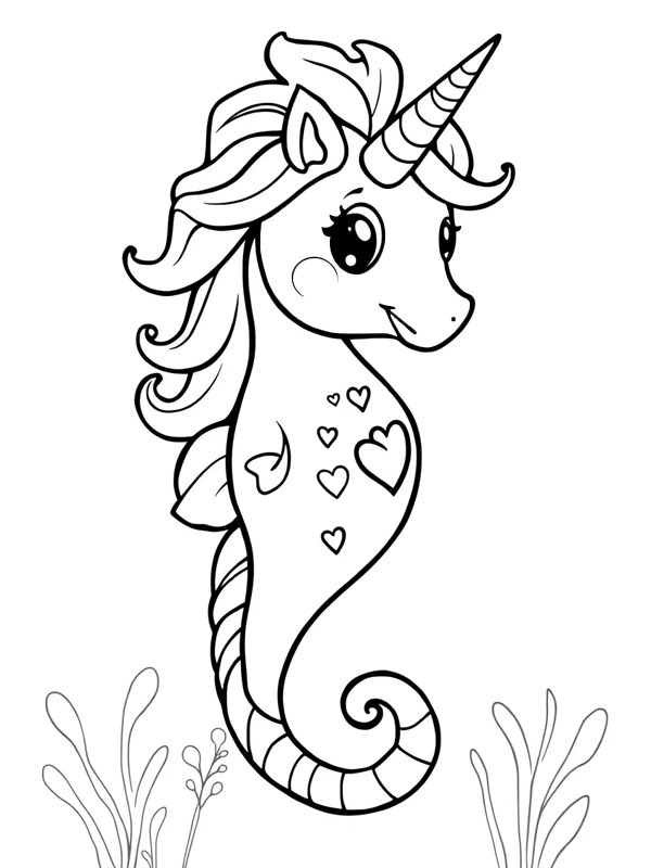 Unicorn seahorse Coloring page