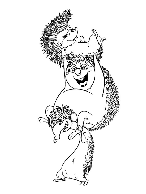 Hedgehogs Una, Dos and Cuatro Coloring page