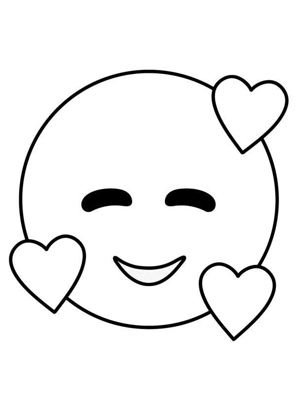 Emoji With Hearts Coloring page