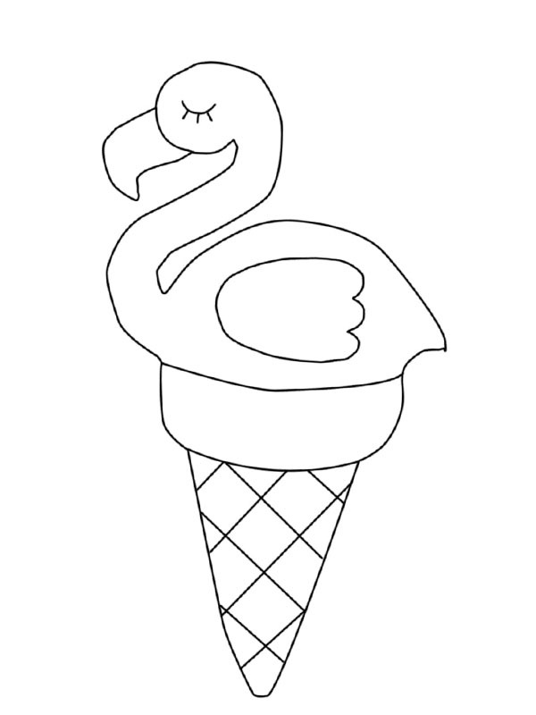 Flamingo ice cream Coloring page