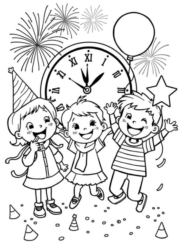 Happy new year Coloring page