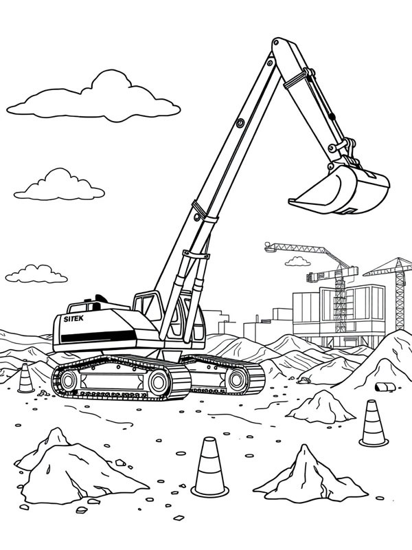 Long Reach Excavator Coloring page