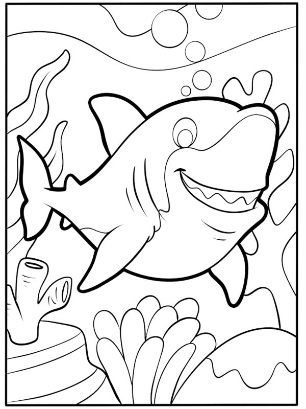 Shark underwater Coloring page