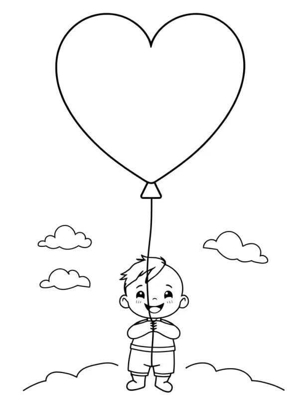 Heart balloon Coloring page