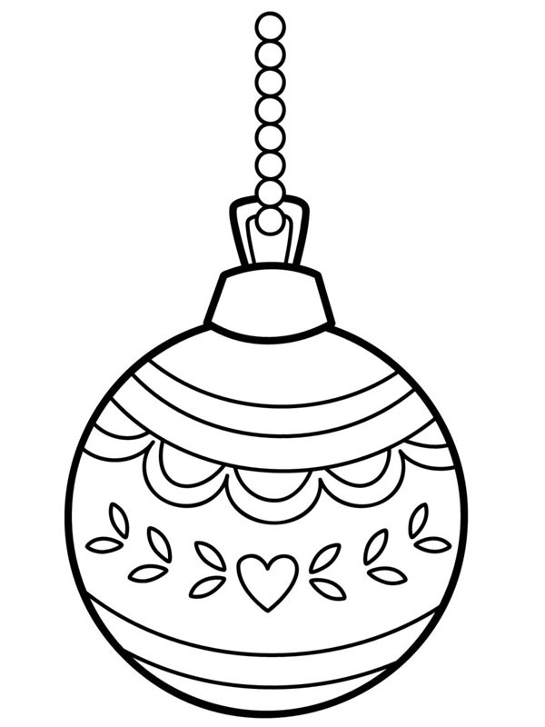 Heart christmas ball Coloring page