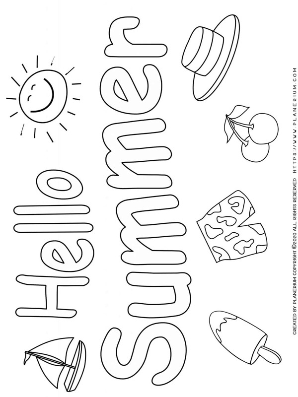 Hello Summer Coloring page