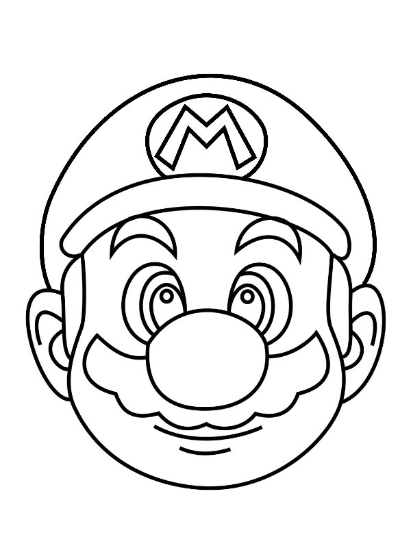 Mario Head Coloring Page - Funny Coloring Pages