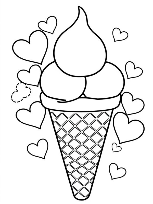 icecream with hearts Coloring page