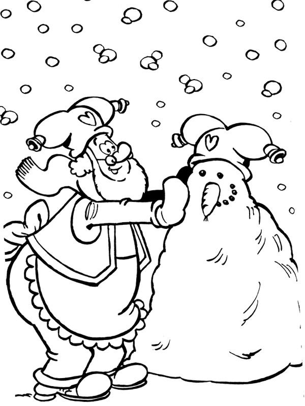 Gnome Plop makes a snow man Coloring page