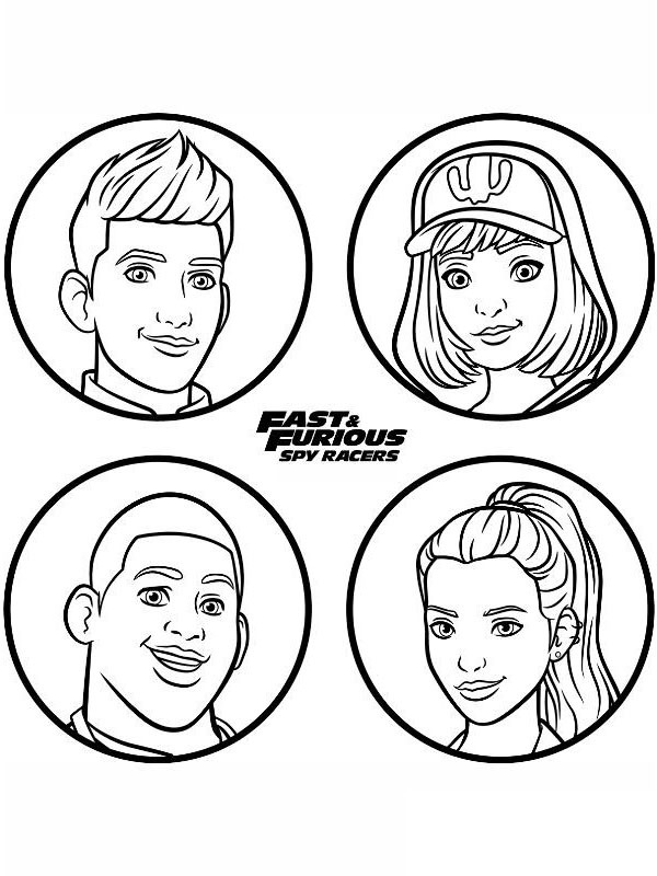 Character faces The Fast and the Furious Coloring page