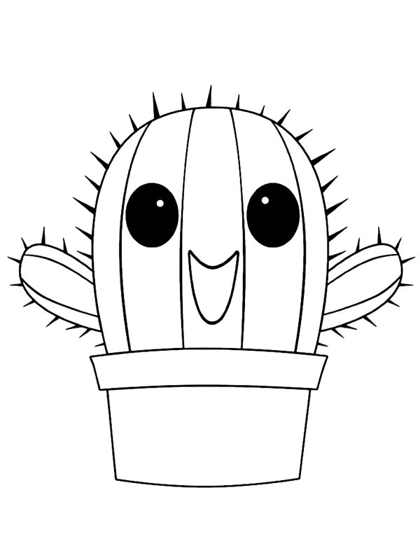 Kawaii cactus Coloring page