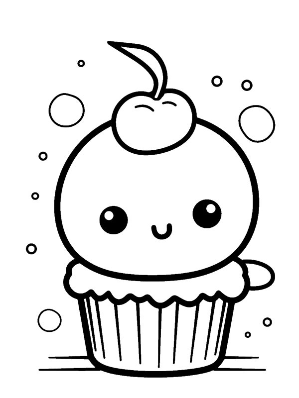 Kawaii Cupcake Coloring page