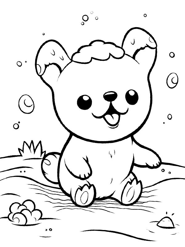 Kawaii dog Coloring page