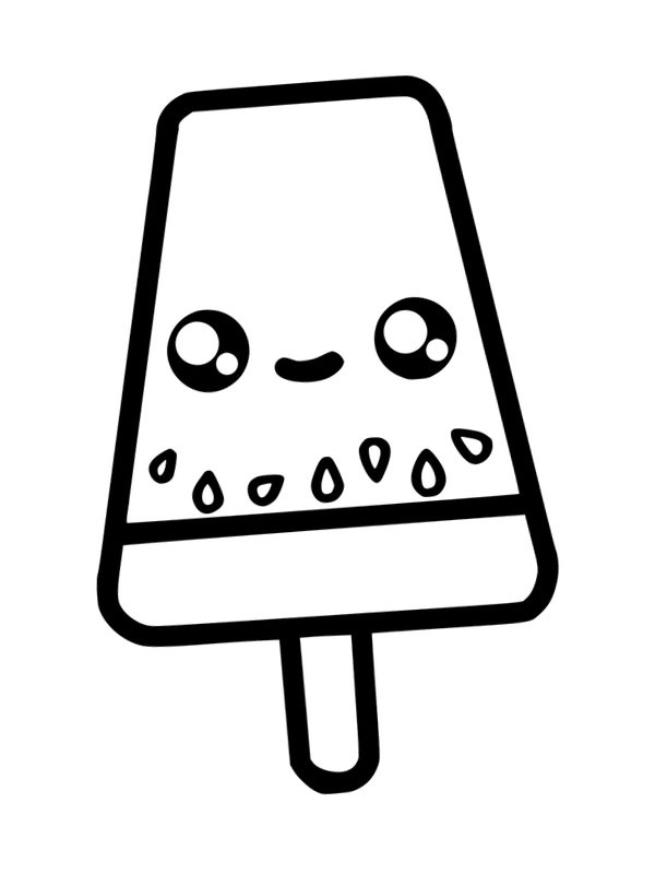 Kawaii ice cream Coloring page